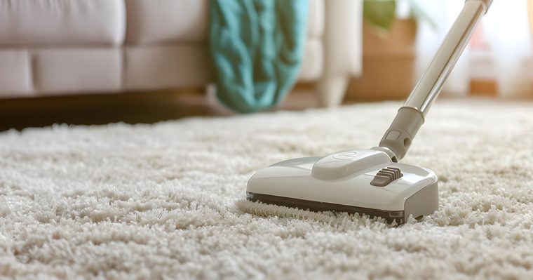 Alfombra de pelo largo en el salón, con la fibra levantada