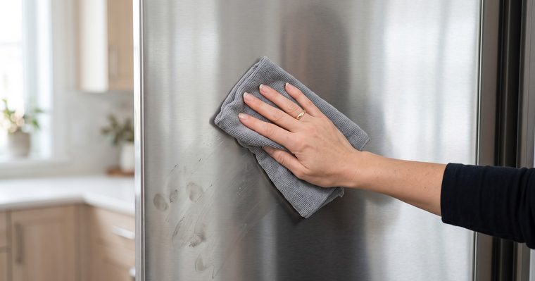 Superficie de acero inoxidable con marcas de dedos